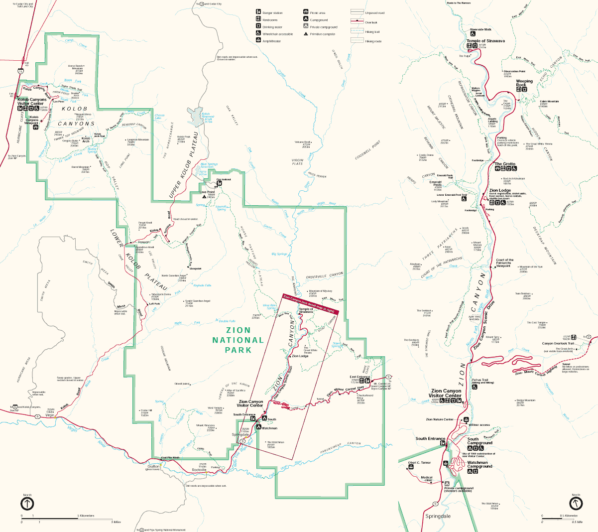 Zion Park Map Details
