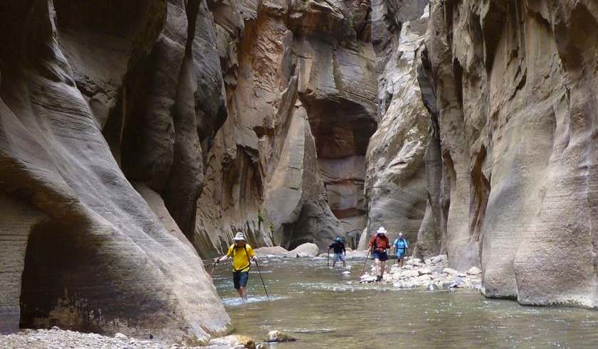 Hikers in Zion Narrows