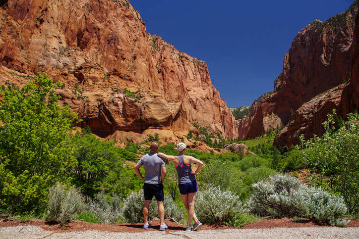 Couple preparing to take in the beauty of a Kolob Canyon Hike