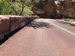 Driving through Zion National Park road closure