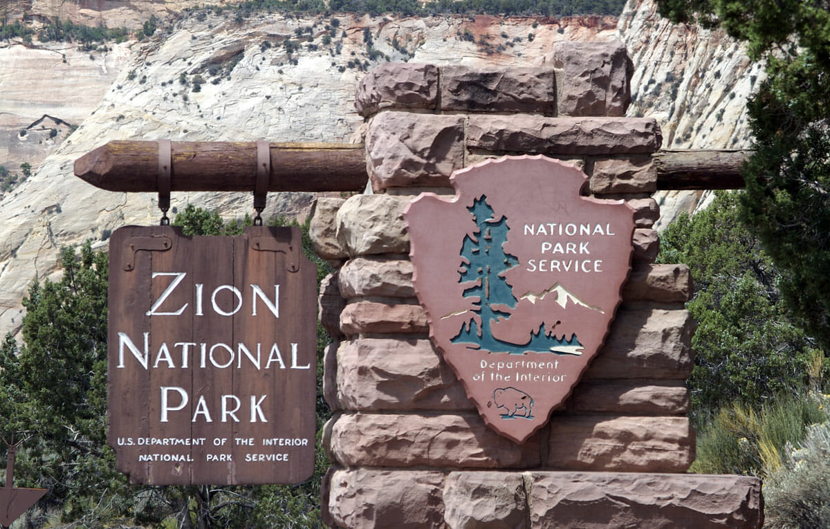 Zion National Park Entrance sign