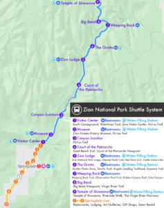 Zion National Park Shuttle Map
